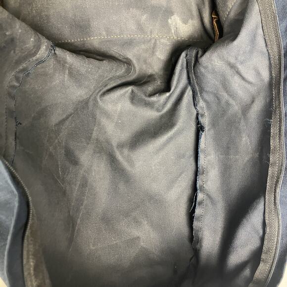 VTG 90s EASTPAK Cowhide Leather Bottom Backpack Blue Padded Straps Made In USA - Picture 13 of 13